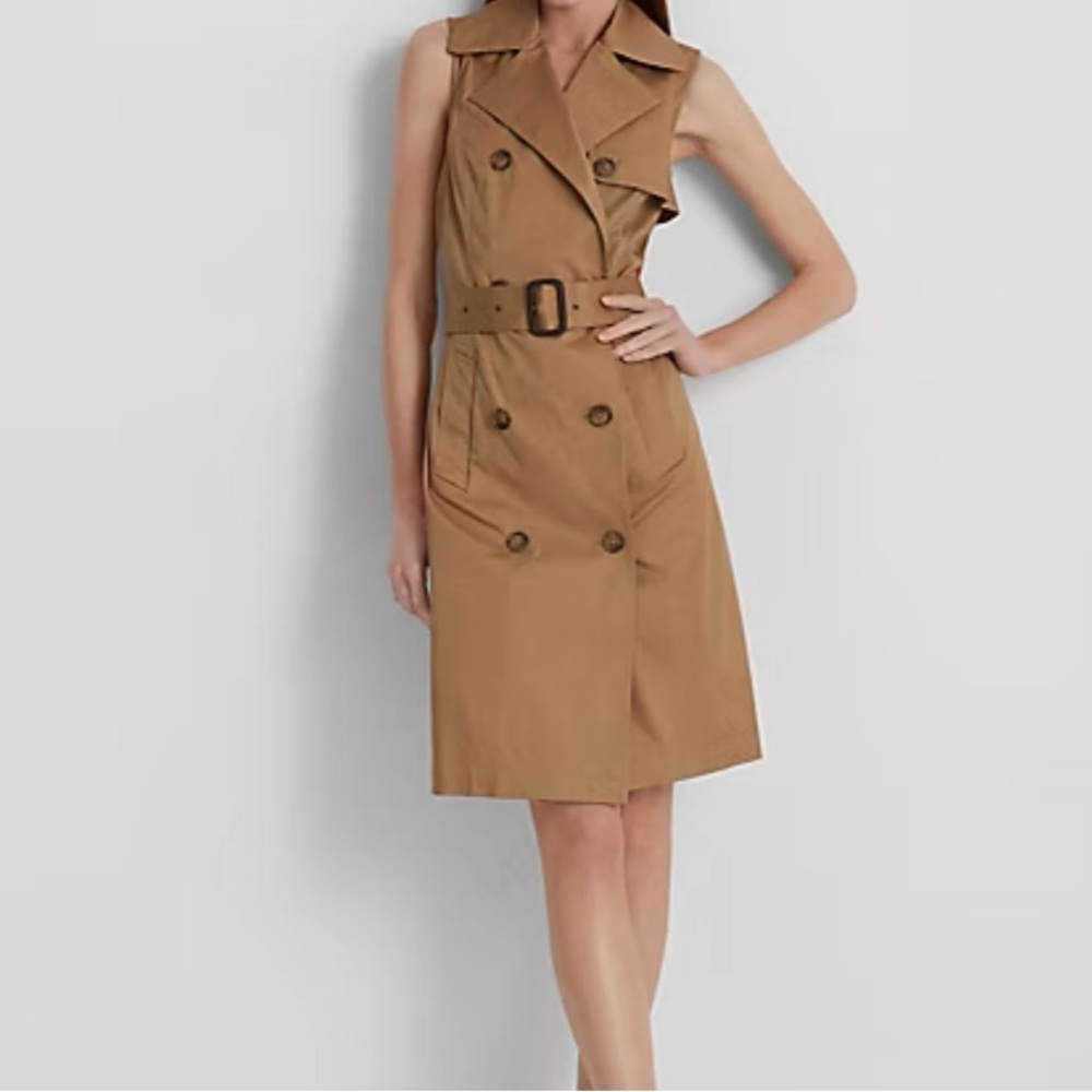 Lauren Ralph Lauren Micro-Sanded Twill Sleeves Tan Dress Size 6